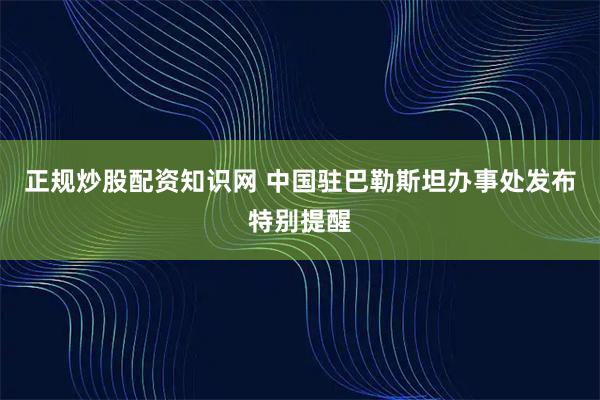 正规炒股配资知识网 中国驻巴勒斯坦办事处发布特别提醒